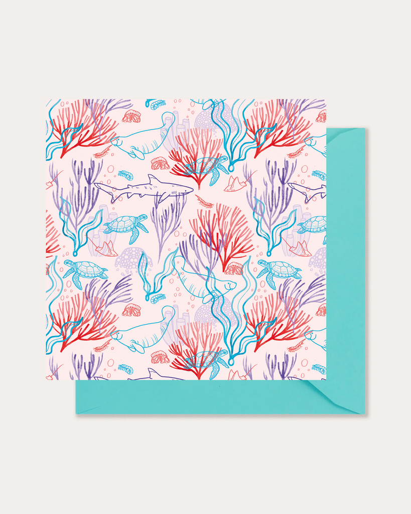 Coral Jungle Pink Greetings Card