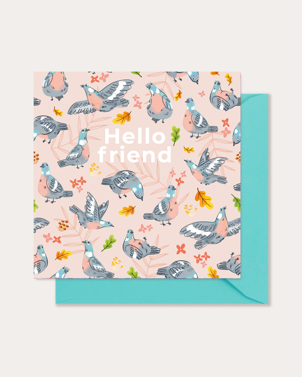 Hello Friend Pigeons Greetings Card